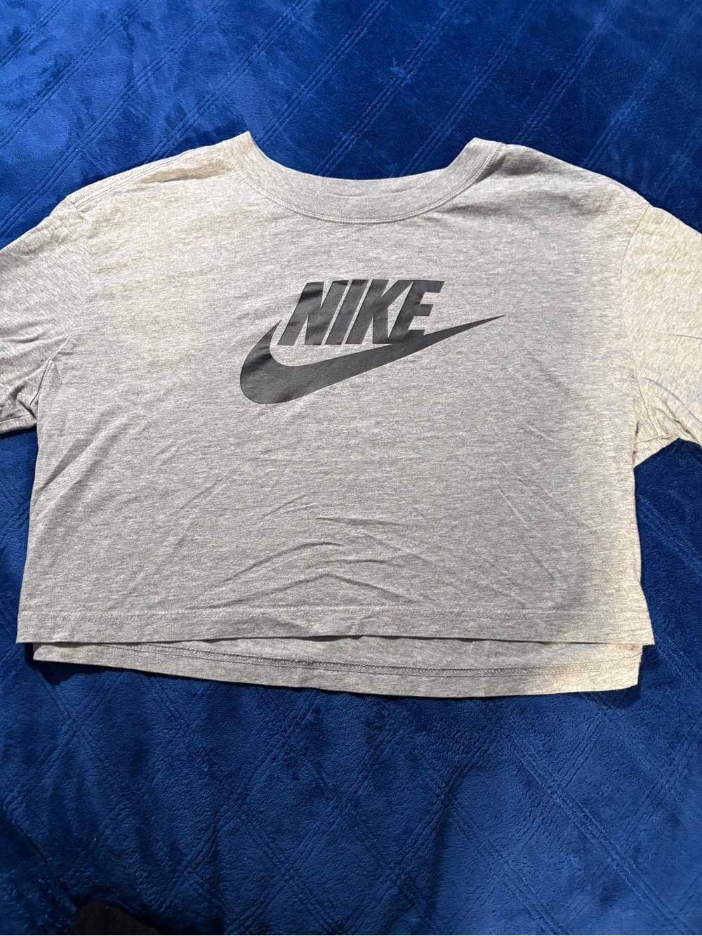 Nike Light Gray Cropped Tee with Black Logo